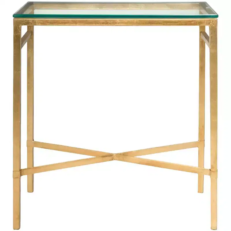 Viggo Antique Gold Glass Side Table - AMH8300 - Safavieh Couture
