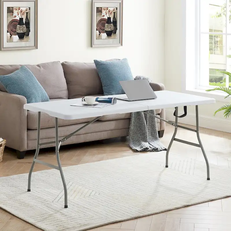 Folding Table Foldable Table Portable Collapsible Table Multipurpose Rectangular Resin Fold Up Table for Outdoor Camping