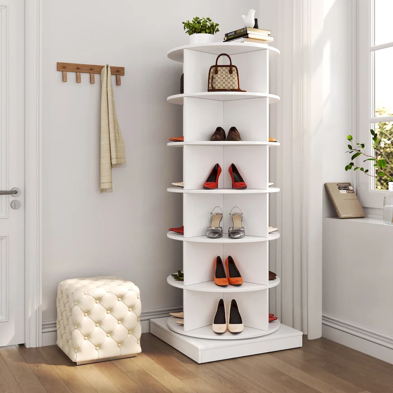 360Rotating Shoe Cabinet 6 layers Holds Up to 24 Paris of Shoes