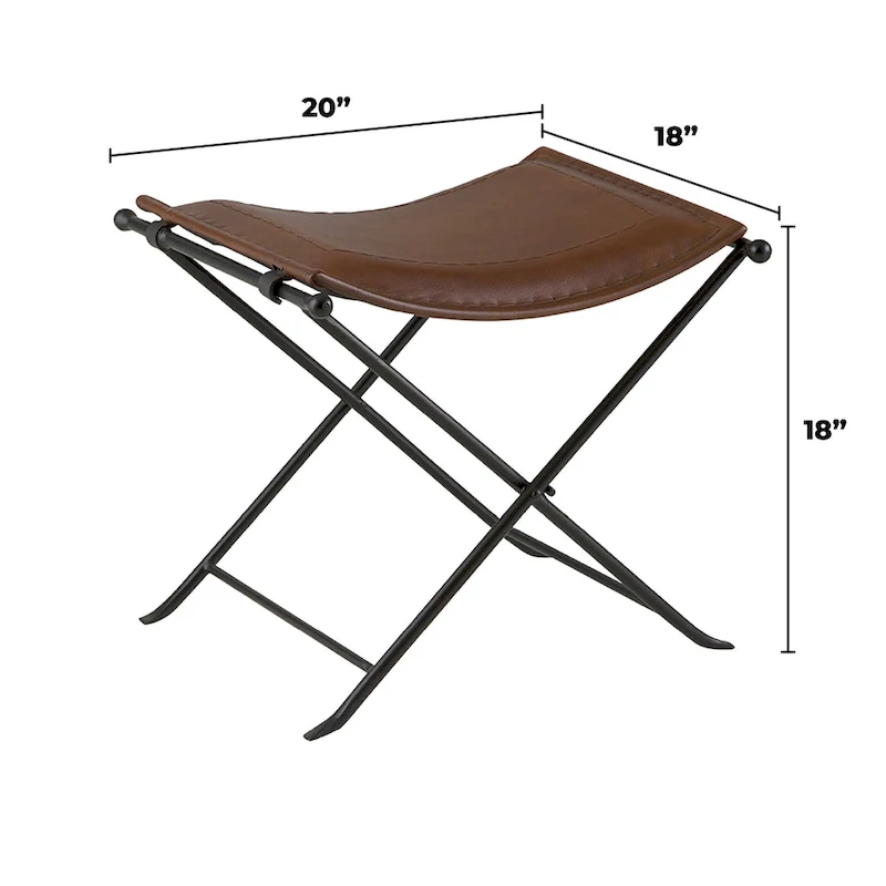 Silla Top Grain Leather Cinnamon Saddle Seat Accent Bench