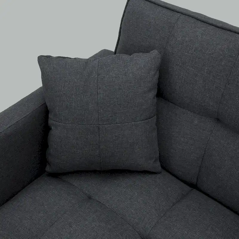 AVAWING 74 Modern Tufted Convertible Futon Sofa Bed with 2 Pillows