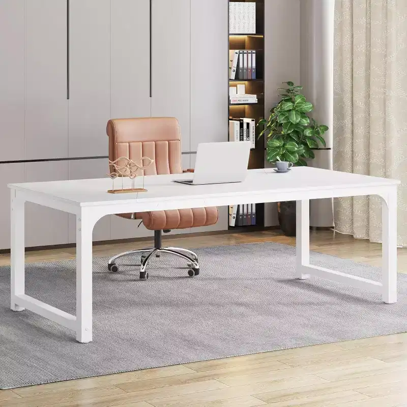 Modern Computer Desk, 78.7 x 39.4 inch X Large Executive Office Desk Computer Table Study Writing Desk Workstation for Home Office,White