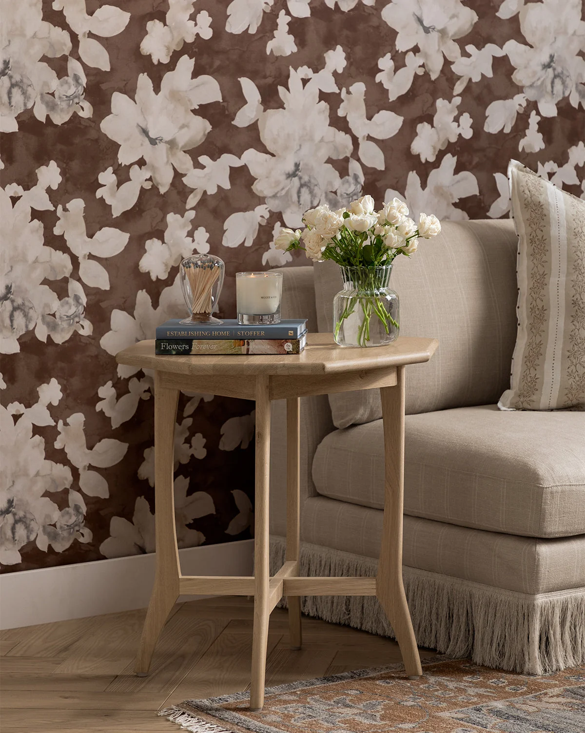 Scandinavian Solid Oak Side Table with Natural Finish for Living Room