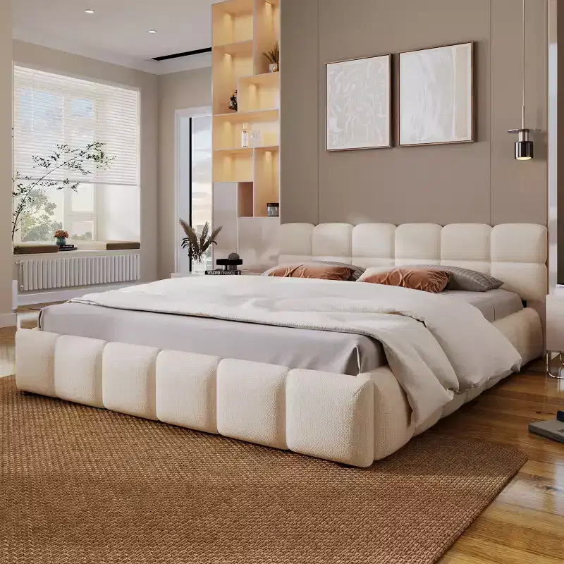 Beryl Checkerboard Design Chenille Upholstered Bed
