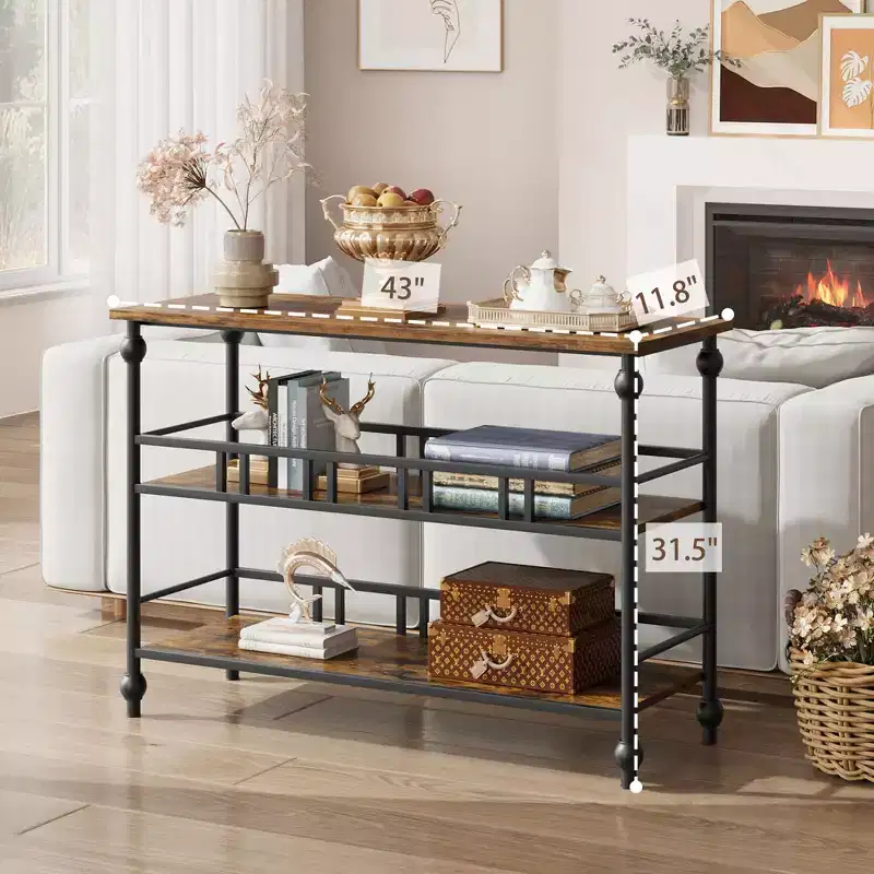 Metal MDF 3-Tier Narrow Console Table 43