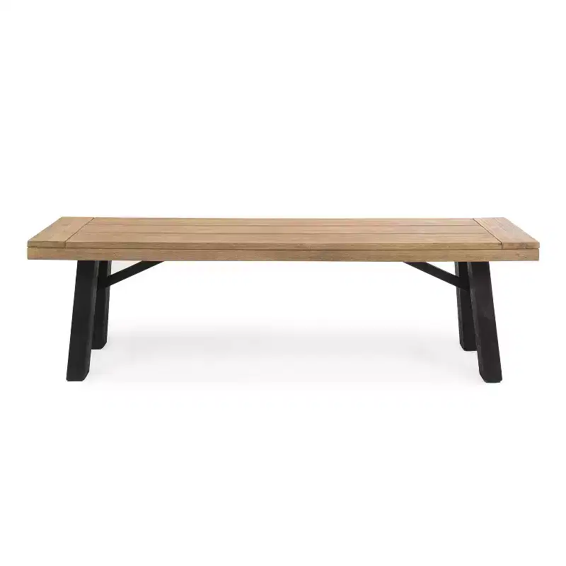 GDFStudio Betteravia Outdoor Acacia Wood Dining Bench, Brushed Gray/Brushed Mahogany