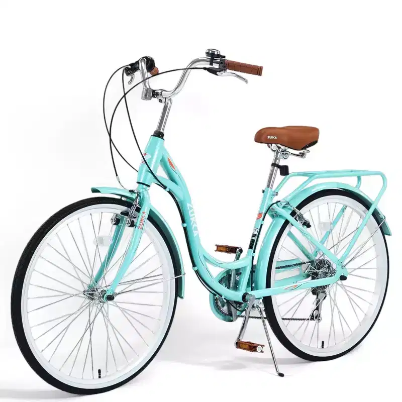 NAYSAYE 24 Inch 7 Speed Cruiser Bike for Women Complete Cruiser Bicycle with Dual V-Brake Adjustable Seat Steel Frame for Women Men Commuting Leisure