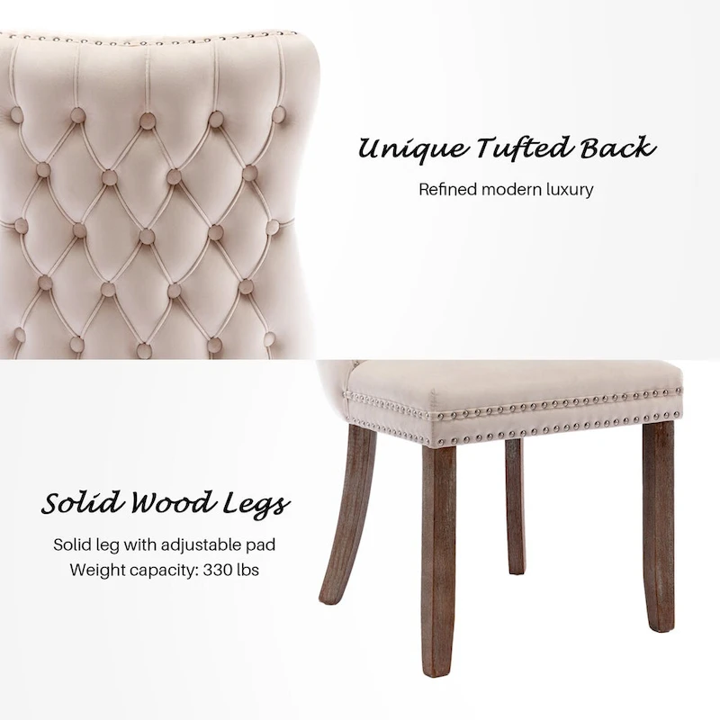 KATA Velvet Upholstered Wingback Dining Chairs Set of 2