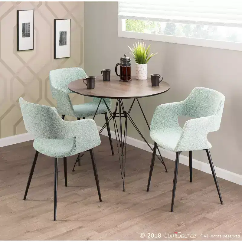 Set of 2 Margarite Mid Century Modern Dining/Accent Chair Pale Green - Lumisource: Ergonomic Design, Metal Legs, Polyester Upholstery