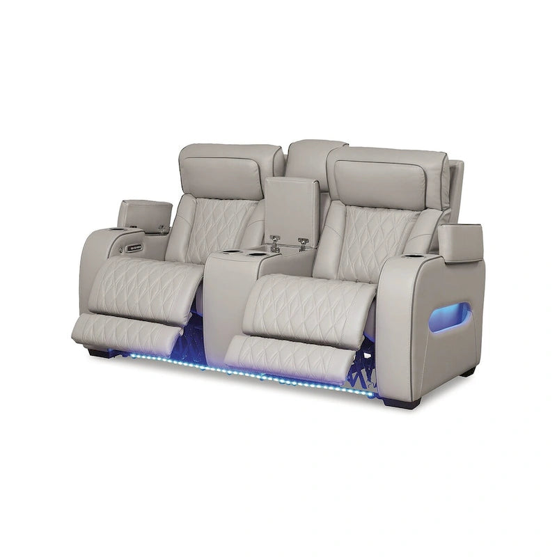Gray Power Reclining Loveseat with Console - 75W x 40D x 44H