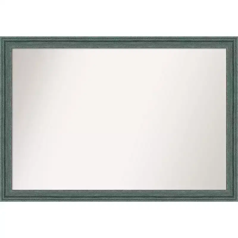40"x28" Non-Beveled Upcycled Wood Bathroom Wall Mirror Teal/Gray - Amanti Art: Modern Rectangle, Wall Mount, Includes Hardware