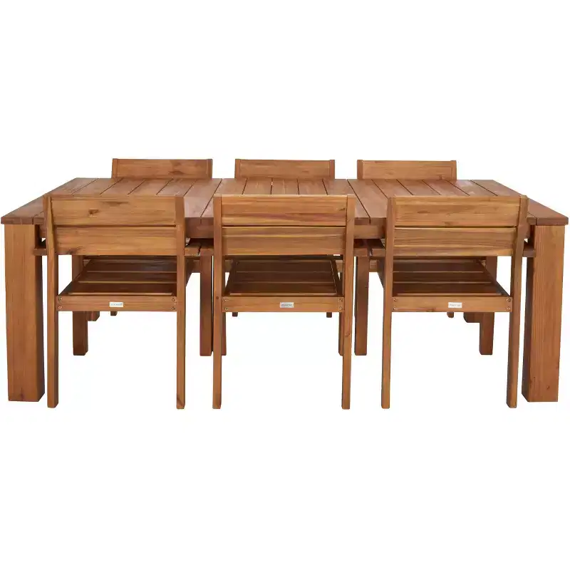 Hestia 7 Piece Outdoor Dining Set - Indoor/Outdoor - PAT7310 - Natural - Safavieh