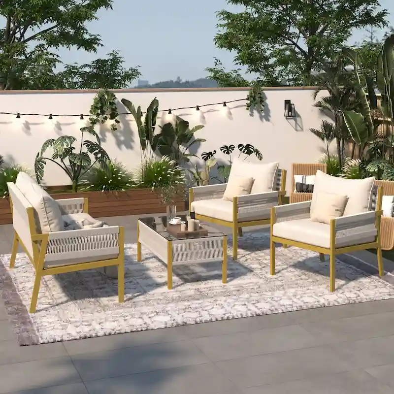 4-Piece Rope Patio Furniture Set