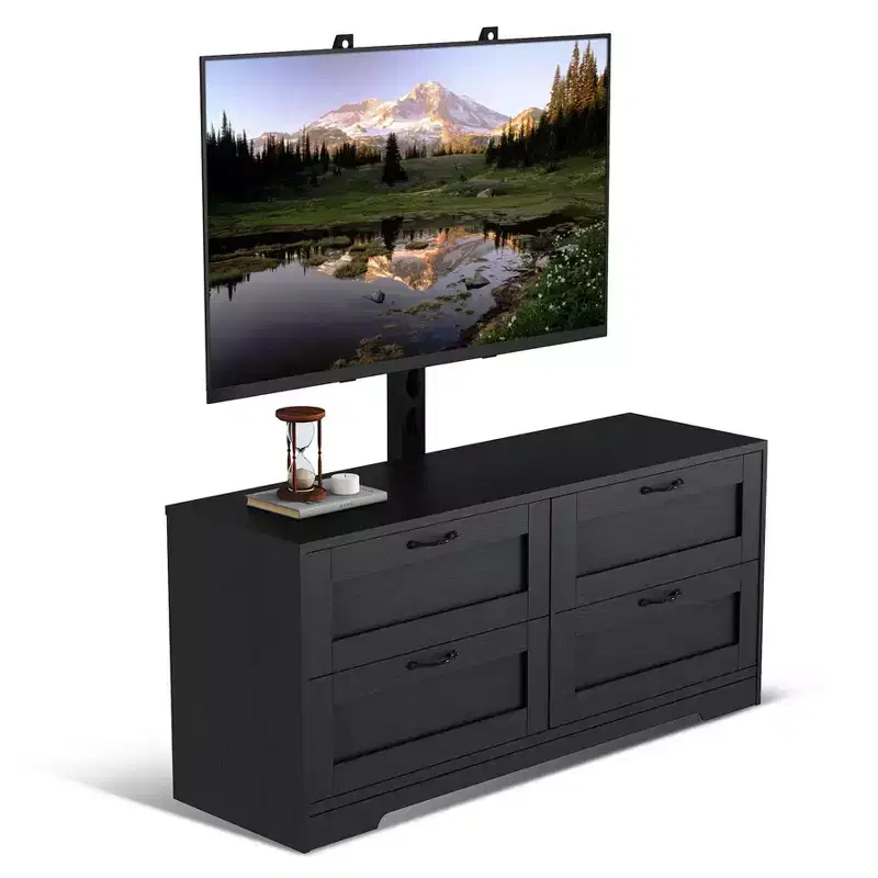 TV Stand with Mount and 4 Drawers Storage for Living Room, Bedroom Fits 32/45/55/65/75/80 Inch TVs