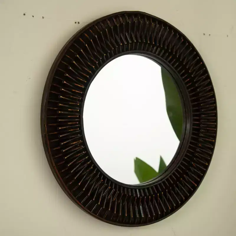GDFStudio Aura Mid-Century Modern Bamboo Wall Mirror