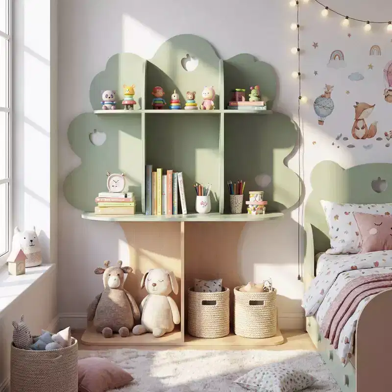 Kids Tree Bookshelf with Open Shelves for Reading Nook, Nursery, Classroom