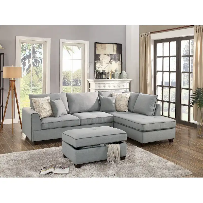 3 Piece Fabric Sectional Sofa