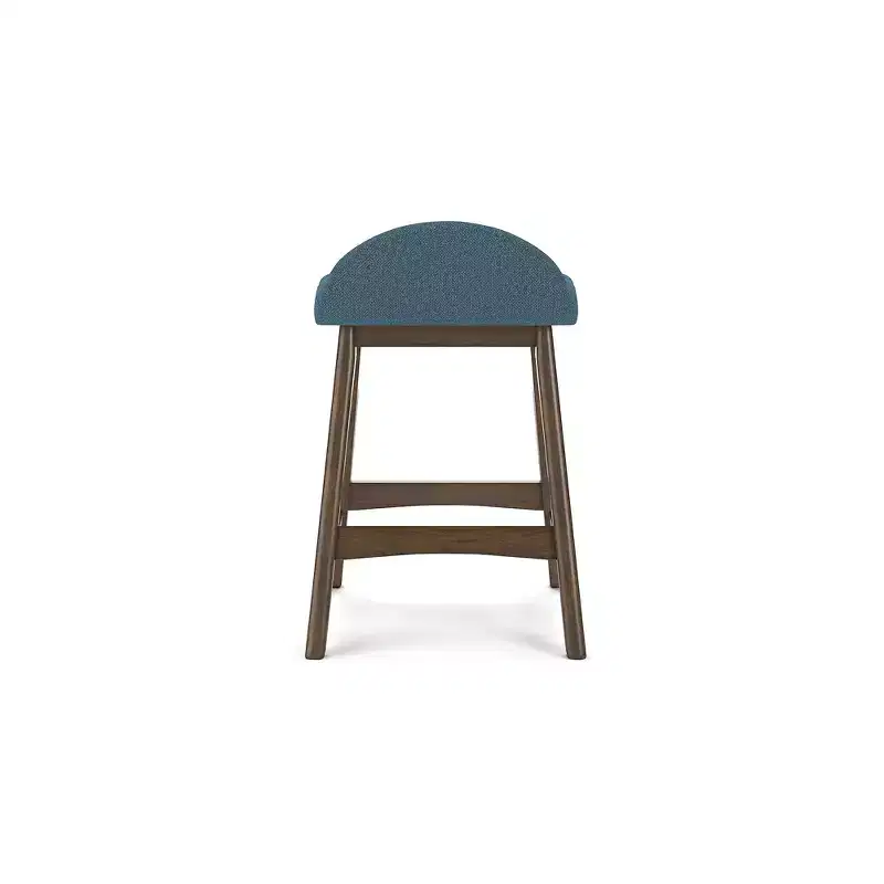 Signature Design by Ashley Lyncott Counter Height Upholstered Barstool with Foam Cushion, Set of 2, Blue