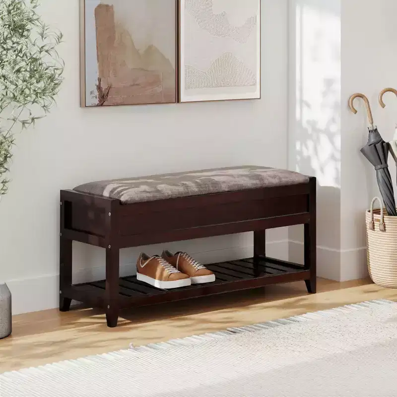 Espresso Seating Bench with Shoe Storage