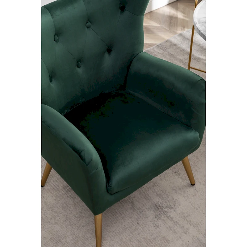 Roundhill Furniture Sovarol Velvet Button-Tufted Wing Back Accent Chair