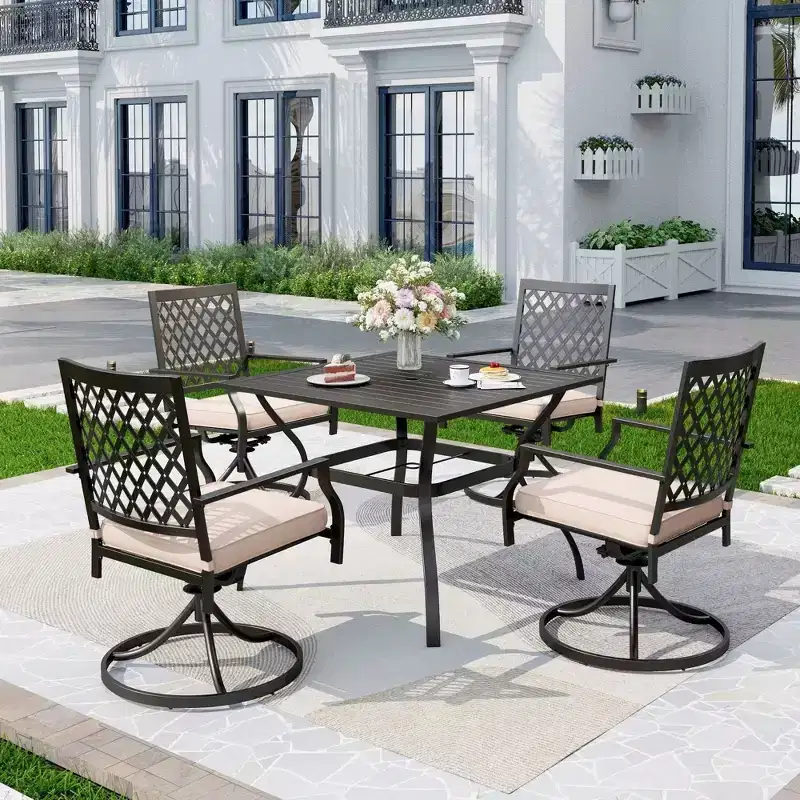 5pc Dining Set with 37" Table & 4 Swivel Arm Chairs - Captiva Designs