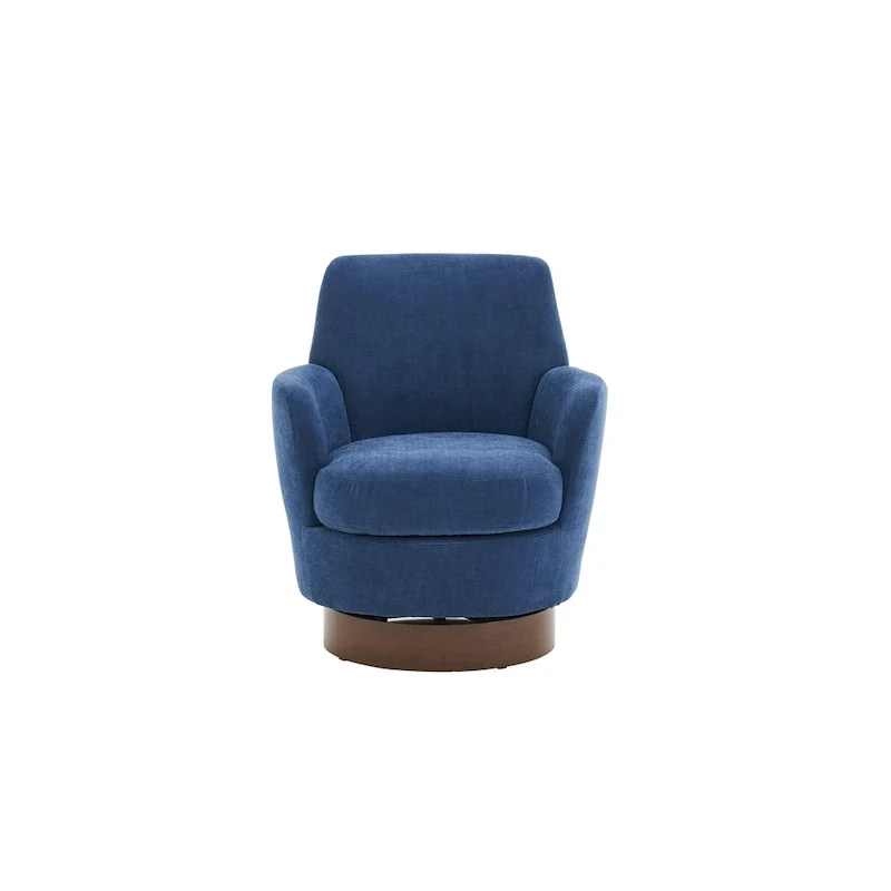 29.3 Upholstered Swivel Barrel Chair with Stainless Steel Base