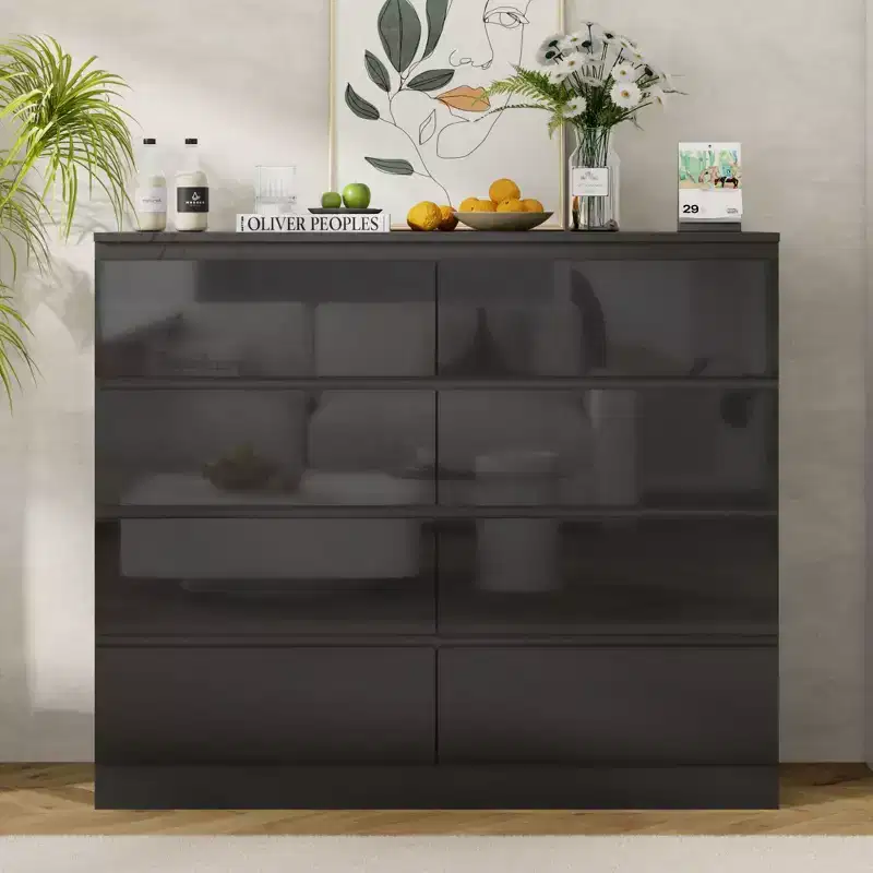 6-Drawer Dresser with High-Gloss Finish