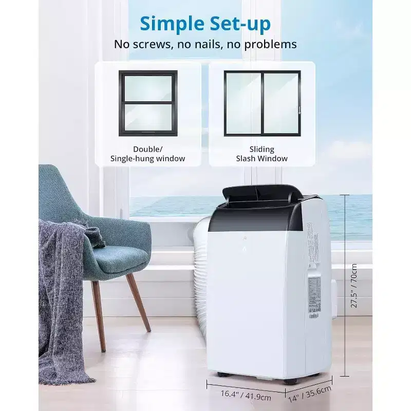 Acekool 12,000 BTU Portable AC - 3-in-1 Cooling, Dehumidifier & Fan for Rooms Up to 550 Sq.Ft, LED Display, Remote Control