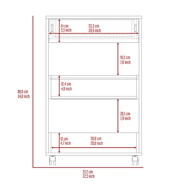 FM Furniture Gladiolus Kitchen Island, Two Cabinets, Three Open Shelves