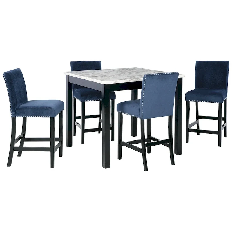 White 5-Piece Counter Height Dining Set