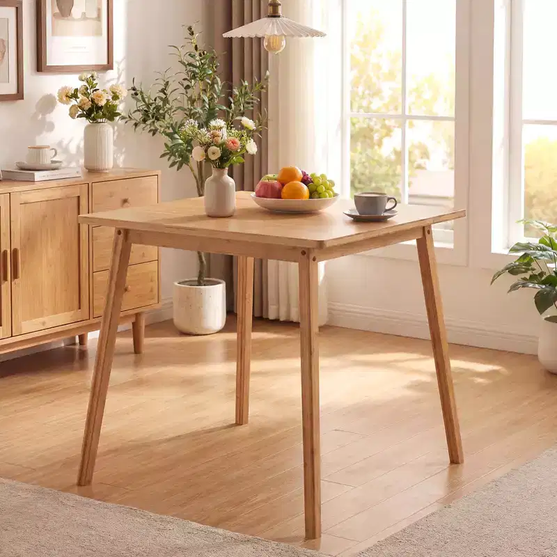 27.5'' Square Bamboo Dining Table for 2-4 People Dinner Table for Dining Room