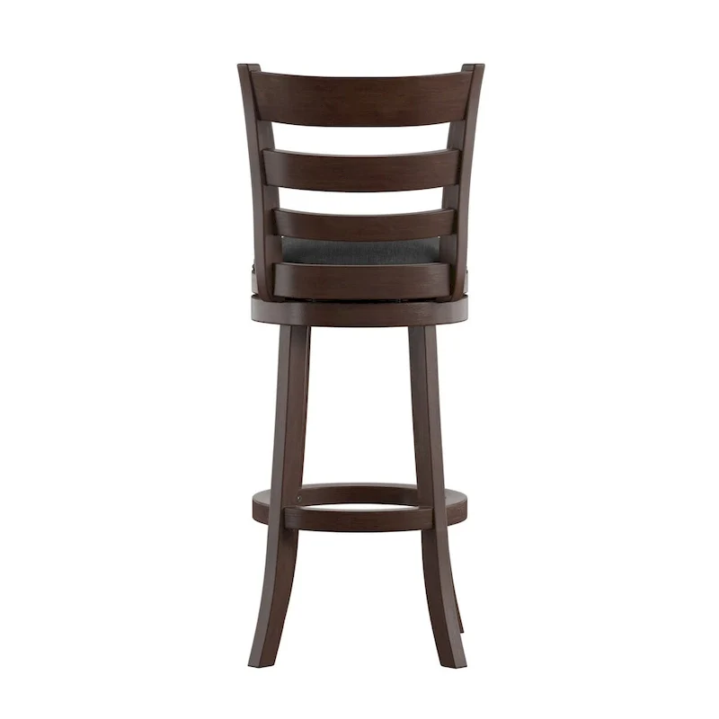 Antique Linen Ladder Back Swivel Bar Stool, Single Seat – Antique Grey / Antique White