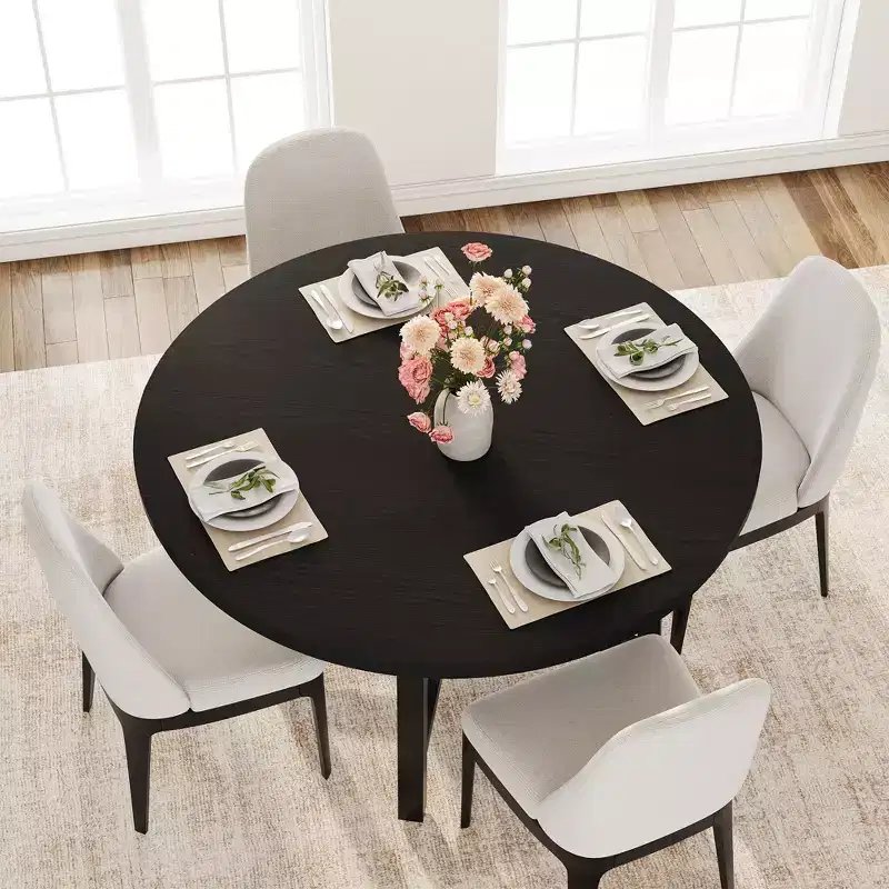 47-inch Round Dining Table with Metal Frame