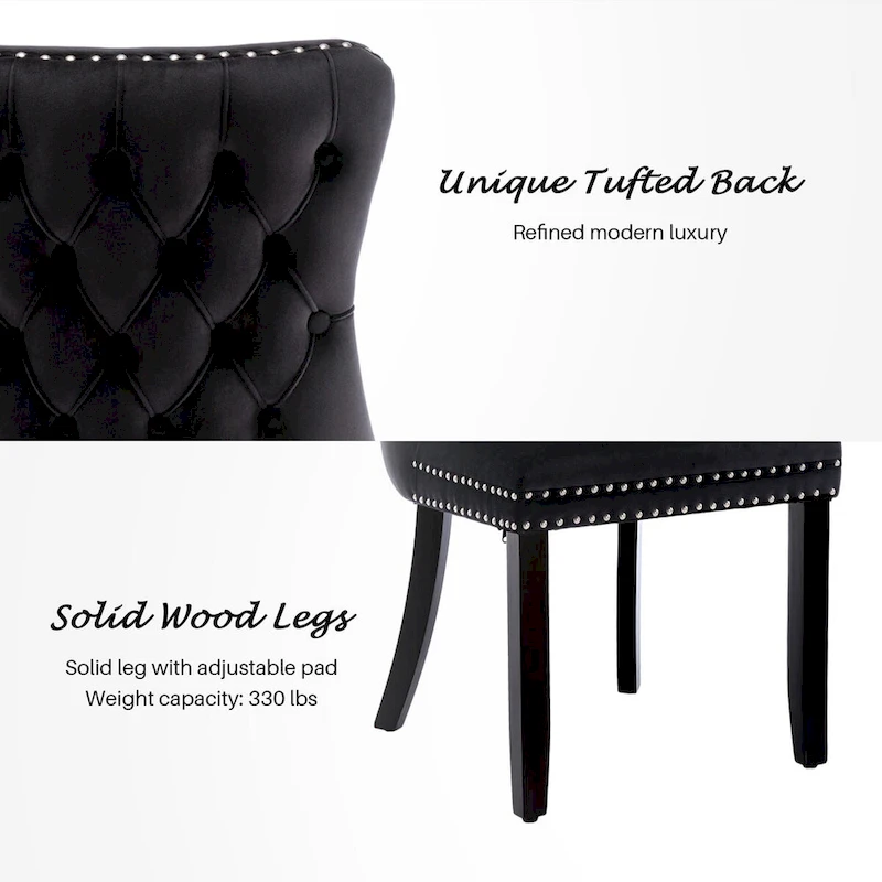KATA Velvet Upholstered Wingback Dining Chairs Set of 4