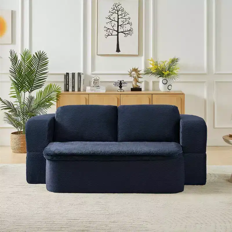 74.8 Convertible Sofa Bed,2-in-1 Folding Couch with Cushion Blanket,Sleeper Sofa Bed for Living Room Bedroom Apartment,No Assembly