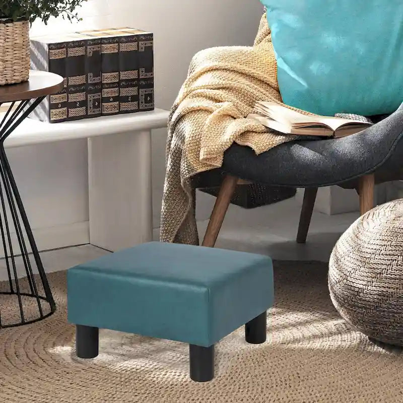 Small Square Footstool Ottoman Modern Fabric Footrest Stool