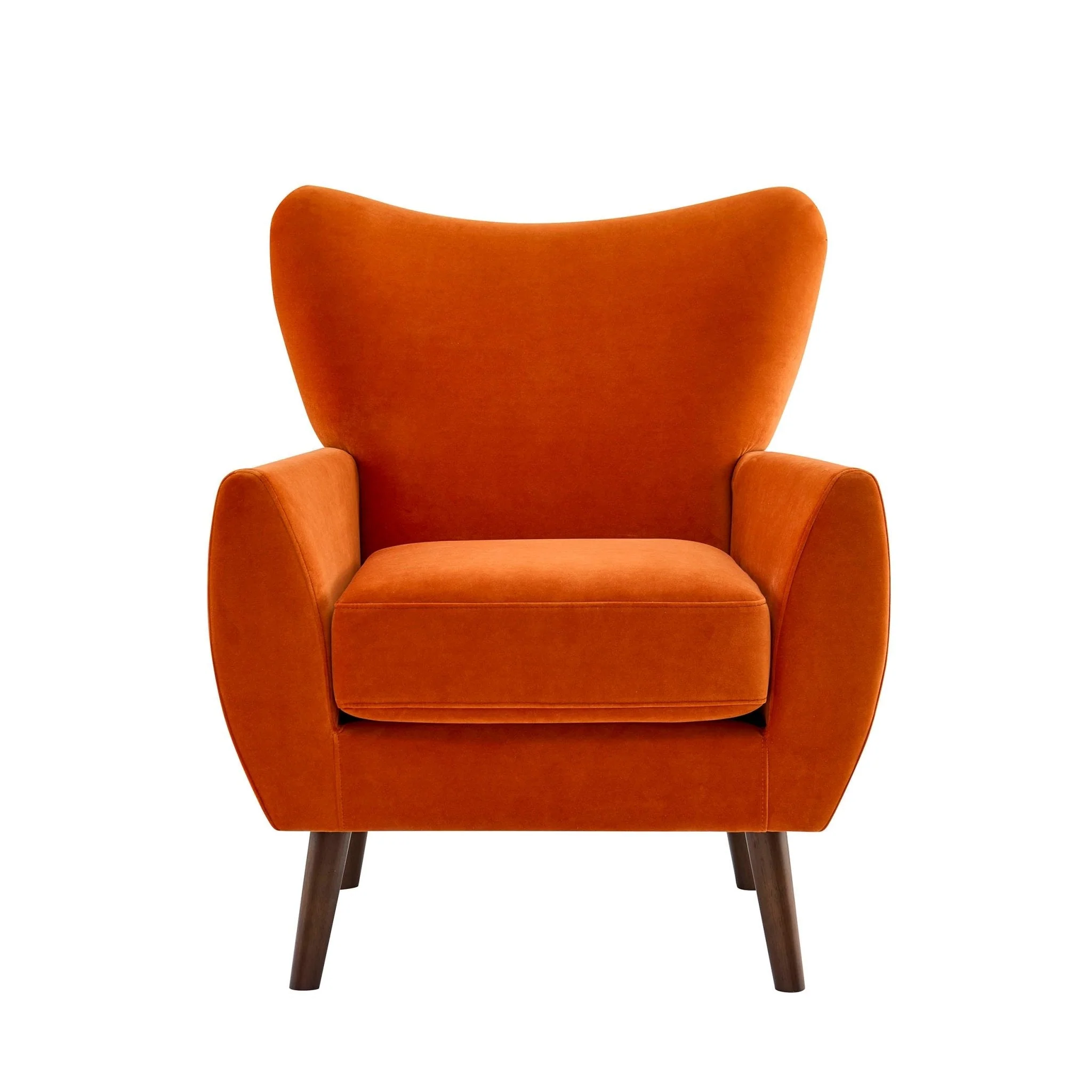 Retro Bright Orange Fabric Accent Chair with Statement Colour for Living Room