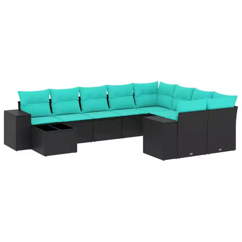 vidaXL 10 Piece Garden Sofa Set with Cushions Poly Rattan