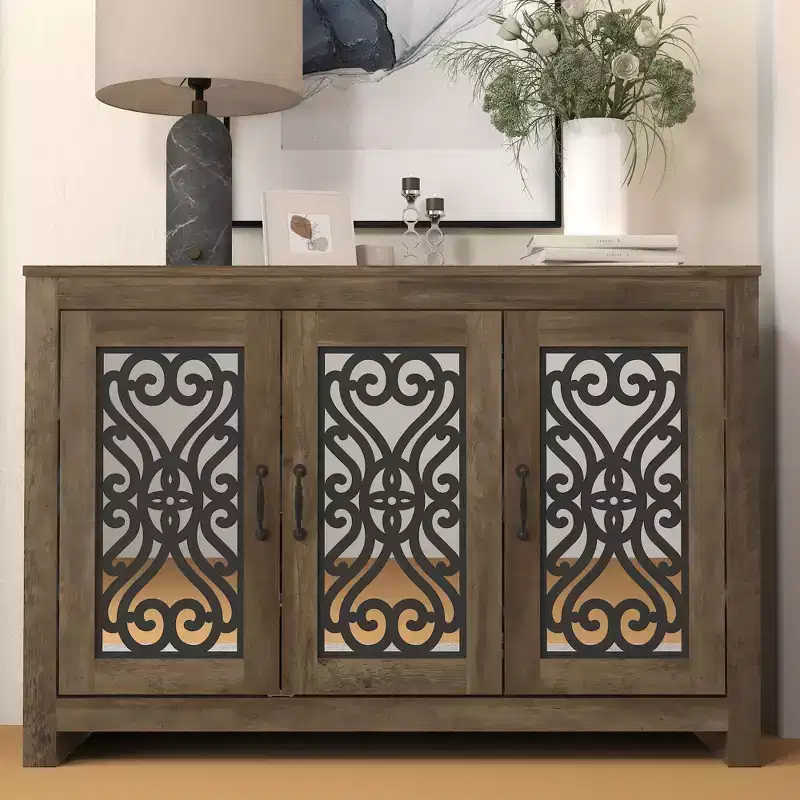 GALANO Shoe Storage Cabinet with Adjustable Shelves in Brown 44.4 W x 13.5 D x 30 H