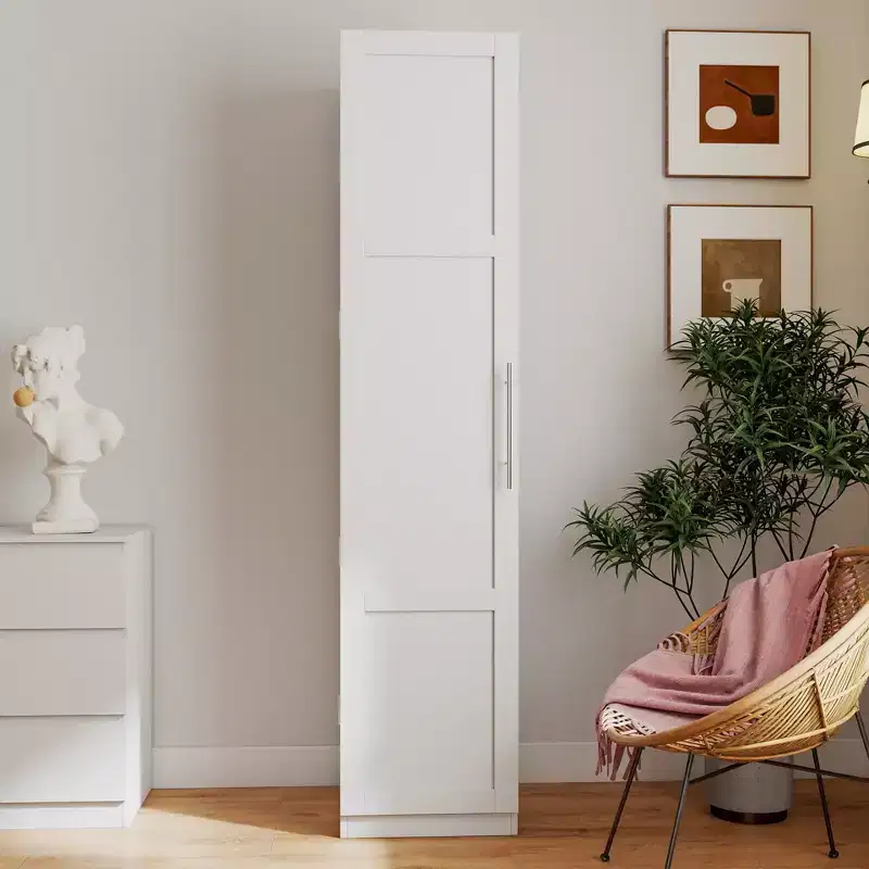 Kitchen Sideboard, White Freestanding Cabinet with Doors and Shelves, Suitable for Kitchens, Living Rooms, and Dining Rooms