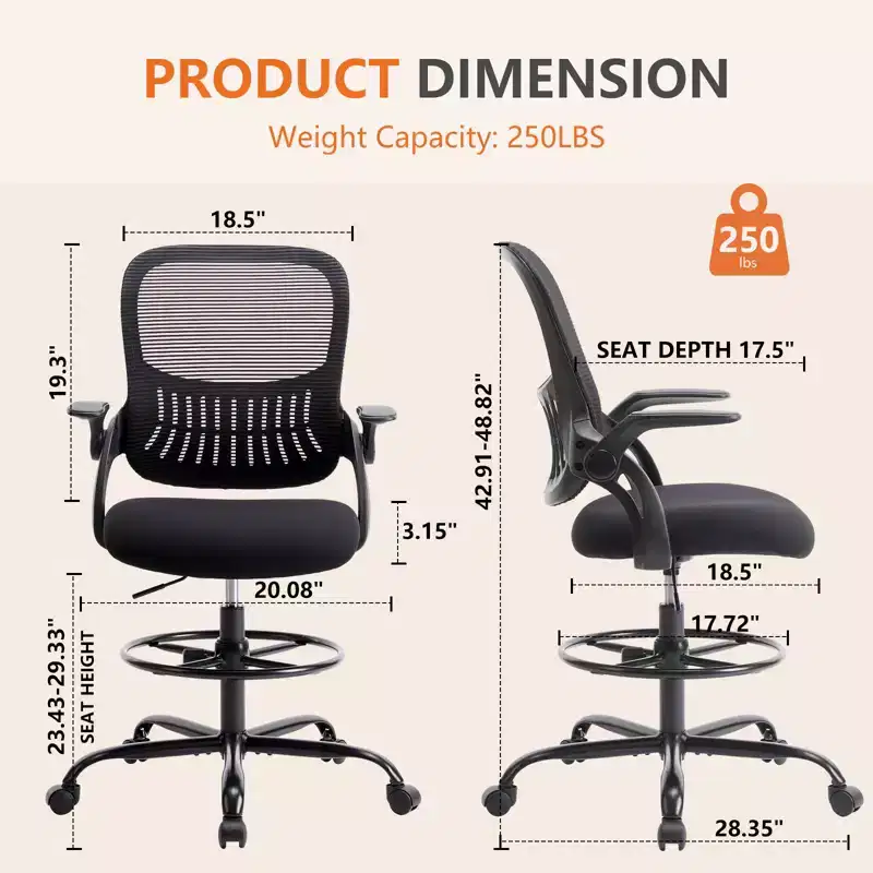 Tall Office Chair for Standing Desk Counter Height Office Chairs