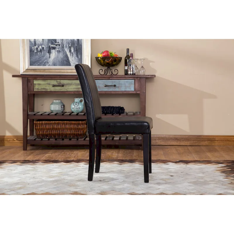 Roundhill Furniture Urban-Style Solid Wood Leatherette Small Padded Parson Chairs (Set of 2)