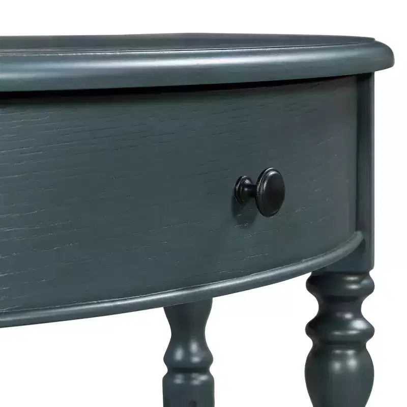 Polibi Farmhouse Crescent Entry Console with Drawer & Shelf