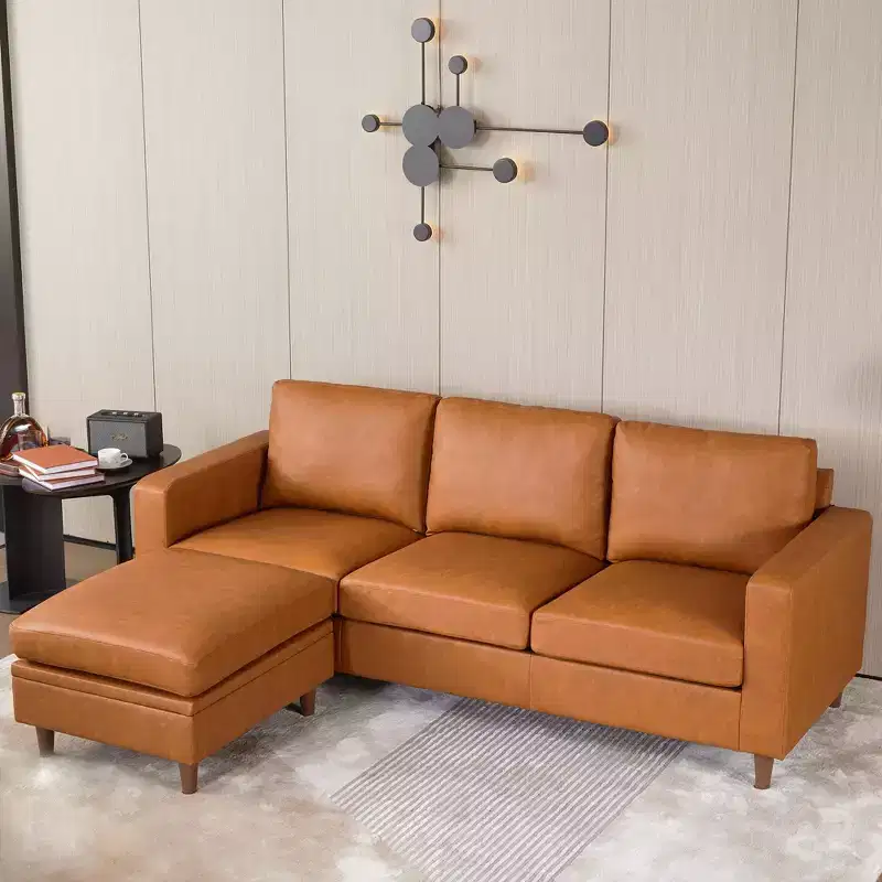 GustoWave Storage Ottoman Module for Living Room, Square Ottoman Module for Sectional Sleeper Sofa, Brown