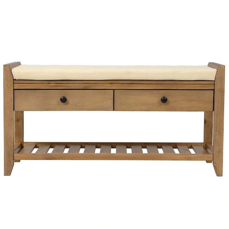 Multi-purpose Shoe Rack with Cushioned Seat and Drawers
