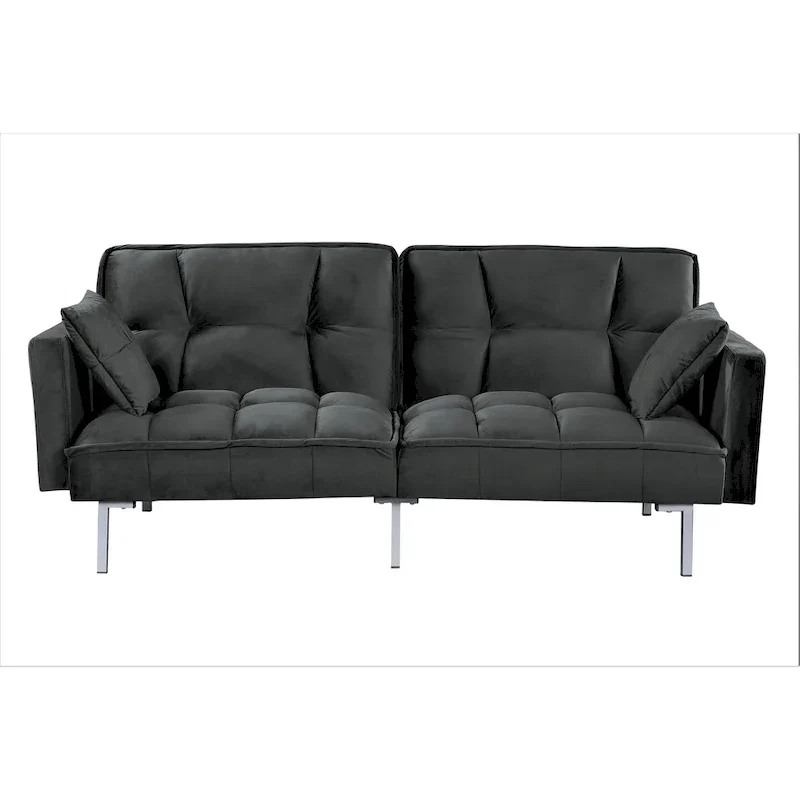 Bernal 75.6W Velvet Futon Sofa Bed Sleeper