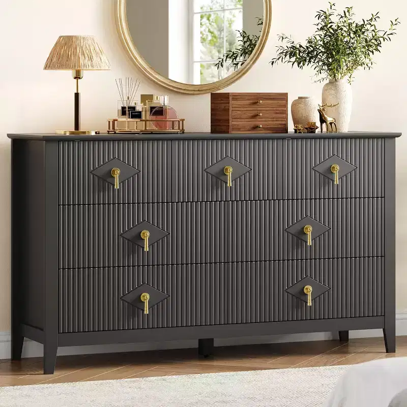 54 Wide Modern 7-Drawer Dresser with Metal Handles, Wooden Chest of Drawers & Storage Organizer for Bedroom, Living Room & Entryway