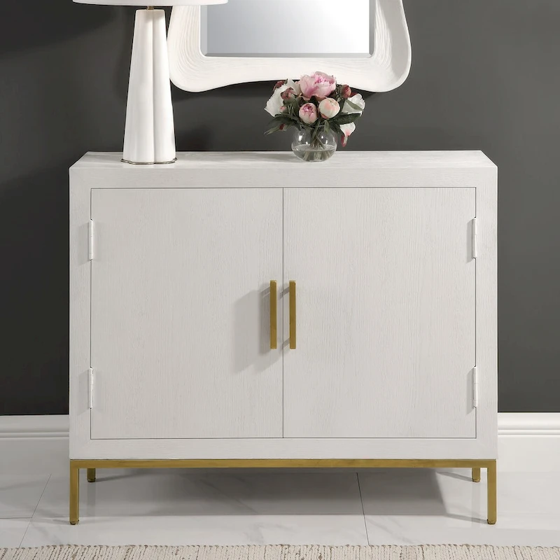 Uttermost Front Range White 2 Door Cabinet - 40.25W x 34H x 13D