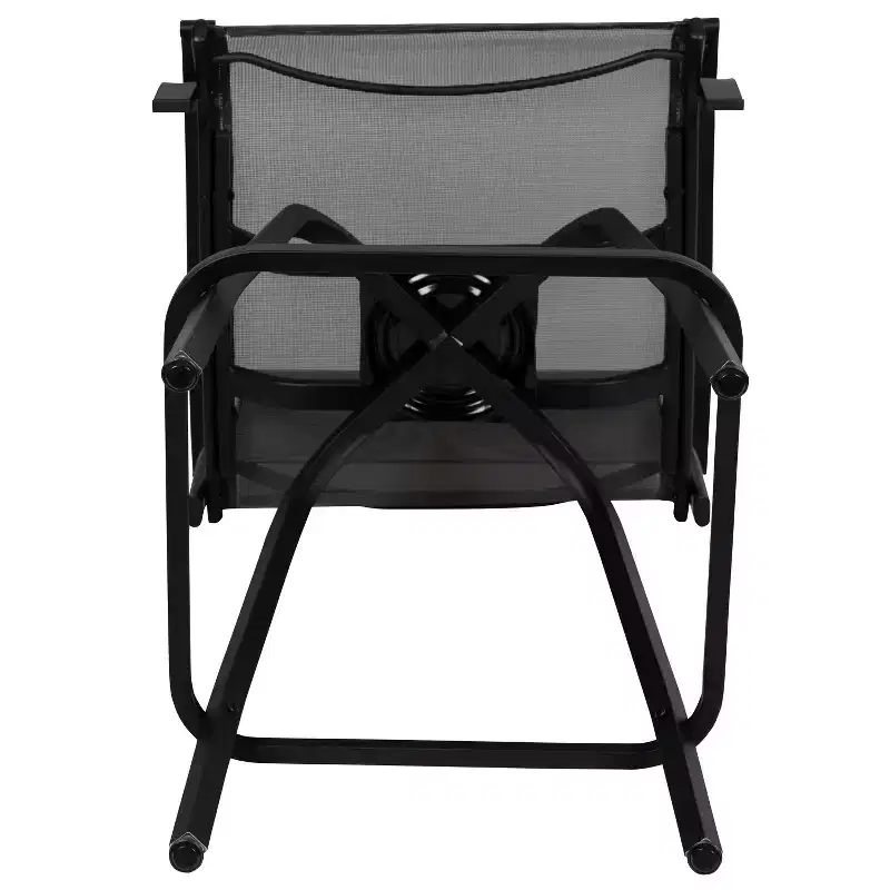 Flash Furniture Valerie Patio Bar Height Stools Set of 2, All-Weather Textilene Swivel Patio Stools and Deck Chairs with High Back & Armrests