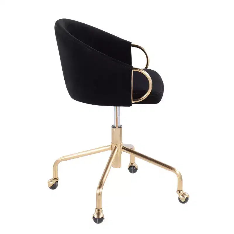 Velvet Task Chair with Arms – Adjustable Height, Swivel, 250 lb Capacity